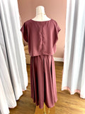 Dk Mauve Satin Midi Skirt