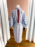 Burgundy and Men’s Blue Stripe Button Down Dress
