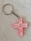 Pinky Peach China Cross Keychain