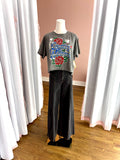 Horse Shoe Roses Grey Crop Tee