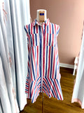 Red Navy Railroad Stripe Dress