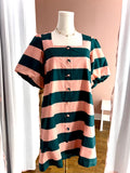 Pine & Peach Stripe Button Down Dress