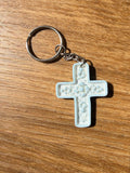 Dusty Blue China Cross Keychain