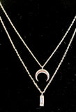 Silver Crescent Double Necklace