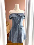 Denim Off Shoulder Mini Dress
