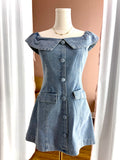 Denim Off Shoulder Mini Dress