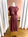 Dk Mauve Satin Midi Skirt