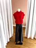 Red Slvlss Crop Turtleneck Knit Sweater Top