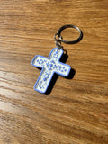 Blue Violet China Cross Keychain