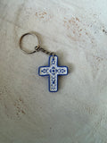 Blue Violet China Cross Keychain