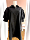 Black Puff Sleeve Button Down Dress