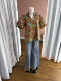 Olive Drab Floral Puff Sleeve Top