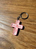 Pinky Peach China Cross Keychain