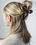 Black- Studded Bow Clip