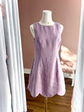 Linen Scallop Hem Mini Dress Lavender