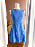 Linen Scallop Hem Mini Dress Periwinkle