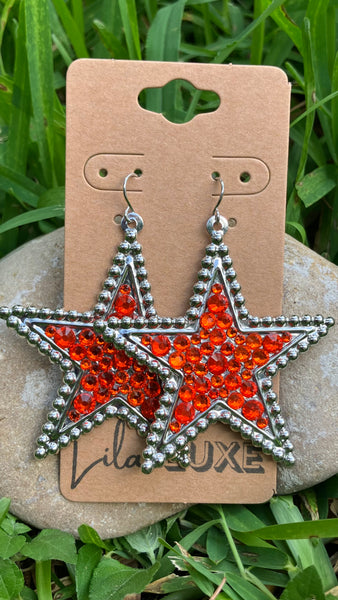Orange Gem Stars Silver