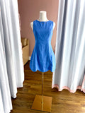 Linen Scallop Hem Mini Dress Periwinkle