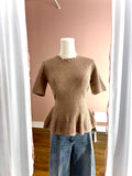 Dark Taupe Peplum Sht Slv Sweater Top