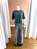 Dark Teal Whitney Waffle Sht Slv Pocket Crop