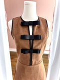 Suede Brown Black Leather Bow Dress