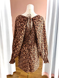 Leopard Print Square Neck Tie Black Dress