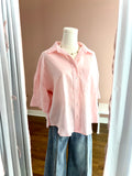 Pink Contrast Grosgrain Ribbon Button Down
