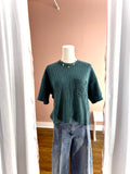 Dark Teal Whitney Waffle Sht Slv Pocket Crop