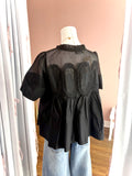 Tori Lace Appliqué Top Black