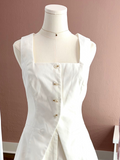 Nicole Off White Linen Square Neck Vest