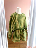 Olive & Yellow Terry Drawstring Shorts Lydia Set