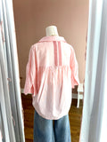 Pink Contrast Grosgrain Ribbon Button Down