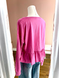 Washed Pink Ruffle Bottom Lng Slv