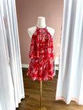 Red Floral Waist Romper