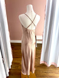 Dark Taupe Textured Silky Cowlneck Slipdress