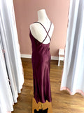 Dark Cherry Textured Silky Cowlneck Slipdress