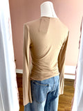 Dark Taupe Fitted Slinky Collarless Lng Slv