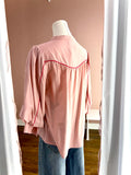 Western Insp Balloon Slv Cntrst Piping Blouse Blush