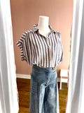 Oversized Indigo Contrast Stripe Button Down