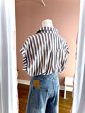 Oversized Indigo Contrast Stripe Button Down