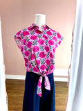 Plus 50s Tie Top Sabine Frolicking Daisies