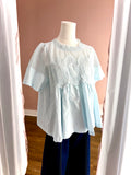 Tori Lace Appliqué Top Baby Blue