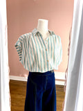 Oversized Fresh Mint Contrast Stripe Button Down