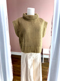 Tan Slvlss Crop Turtleneck Knit Sweater Top
